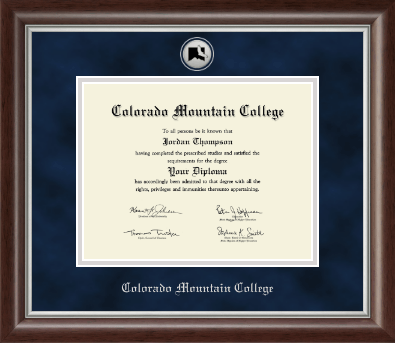 Colorado Mountain College diploma frame - Silver Engraved Medallion Diploma Frame in Devonshire
