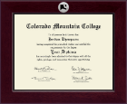 Colorado Mountain College Century Silver Engraved Diploma Frame in Cordova