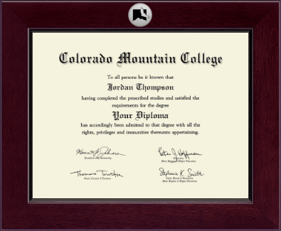 Colorado Mountain College diploma frame - Century Silver Engraved Diploma Frame in Cordova