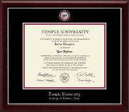 Temple University Masterpiece Medallion Diploma Frame in Gallery Silver