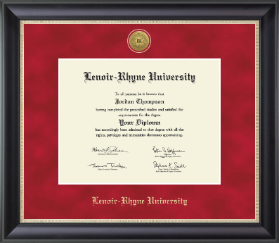 Lenoir-Rhyne University diploma frame - Gold Engraved Medallion Diploma Frame in Noir