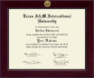 Texas A&M International University in Laredo Century Gold Engraved Diploma Frame in Cordova