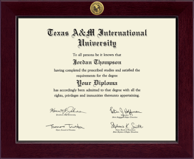 Texas A&M International University in Laredo diploma frame - Century Gold Engraved Diploma Frame in Cordova
