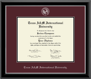 Texas A&M International University in Laredo diploma frame - Silver Embossed Diploma Frame in Onyx Silver