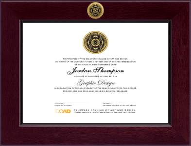 Delaware College of Art and Design diploma frame - Century Gold Engraved Diploma Frame in Cordova