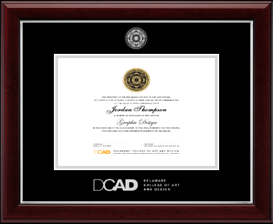 Delaware College of Art and Design diploma frame - Silver Embossed Diploma Frame in Gallery Silver