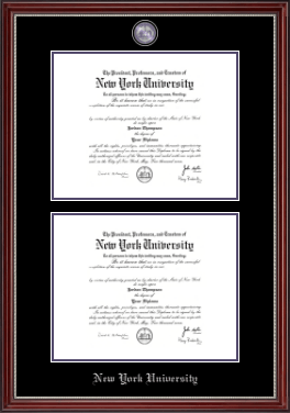 New York University diploma frame - Masterpiece Medallion Double Diploma Frame in Kensington Silver