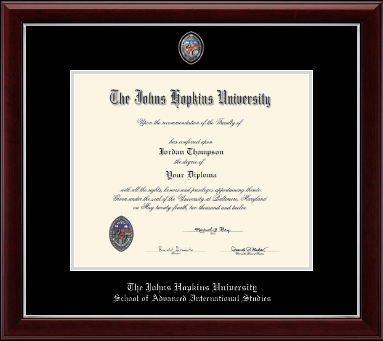 Johns Hopkins University diploma frame - Masterpiece Medallion Diploma Frame in Gallery Silver