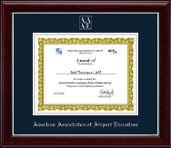 American Association of Airport Executives Silver Embossed Certificate Frame in Gallery Silver