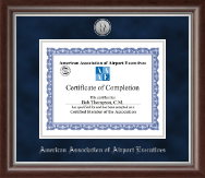 American Association of Airport Executives Silver Engraved Medallion Certificate Frame in Devonshire