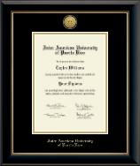 Inter American University of Puerto Rico Gold Engraved Medallion Diploma Frame in Onyx Gold