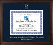 American Association of Airport Executives Silver Embossed Certificate Frame in Studio