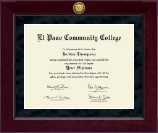 El Paso Community College Millennium Gold Engraved Diploma Frame in Cordova