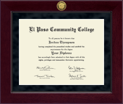El Paso Community College diploma frame - Millennium Gold Engraved Diploma Frame in Cordova