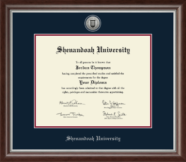 Shenandoah University diploma frame - Silver Engraved Medallion Diploma Frame in Devonshire