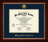 Moody Bible Institute diploma frame - Gold Engraved Medallion Diploma Frame in Murano