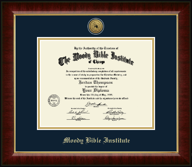 Moody Bible Institute diploma frame - Gold Engraved Medallion Diploma Frame in Murano