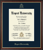 Regent University Gold Embossed Diploma Frame in Studio Gold