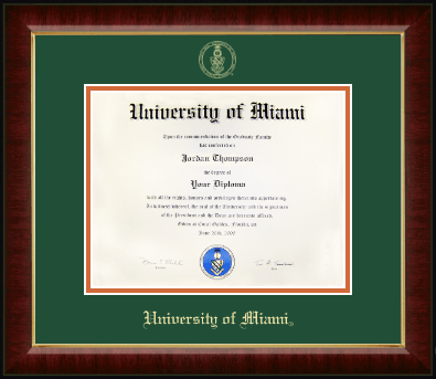 University of Miami diploma frame - Gold Embossed Diploma Frame in Murano