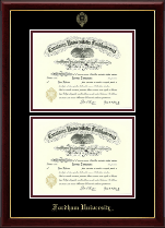 Fordham University Double Diploma Frame in Gallery