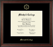 Mitchell College Gold Embossed Diploma Frame in Studio