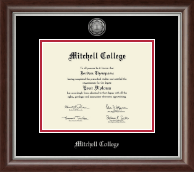 Mitchell College diploma frame - Silver Engraved Medallion Diploma Frame in Devonshire