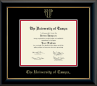 University of Tampa Gold Embossed Diploma Frame in Onyx Gold