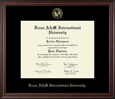 Texas A&M International University in Laredo diploma frame - Gold Embossed Diploma Frame in Studio