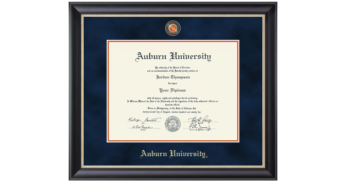 Masterpiece Medallion Diploma Frame in Noir Auburn University