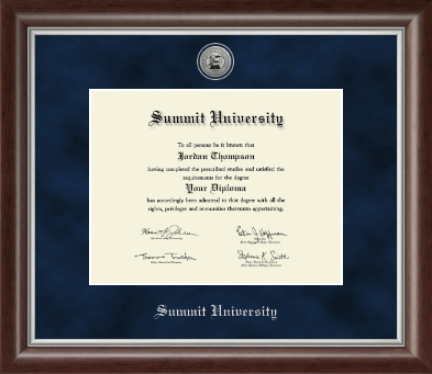 Summit University diploma frame - Silver Engraved Medallion Diploma Frame in Devonshire