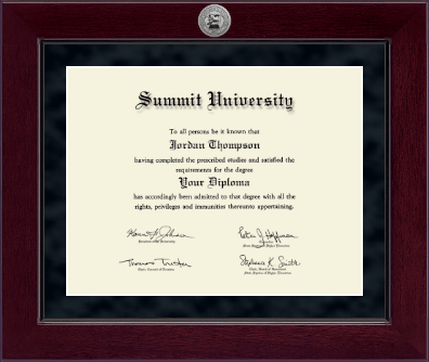 Summit University diploma frame - Millennium Silver Engraved Diploma Frame in Cordova