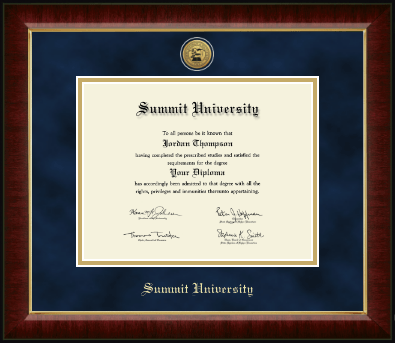 Summit University diploma frame - Gold Engraved Medallion Diploma Frame in Murano