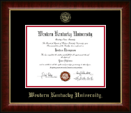 Western Kentucky University Gold Embossed Diploma Frame in Murano