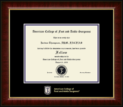 American College of Foot and Ankle Surgeons certificate frame - Masterpiece Medallion Certificate Frame in Murano