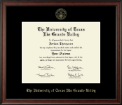 The University of Texas Rio Grande Valley diploma frame - Gold Embossed Diploma Frame in Studio