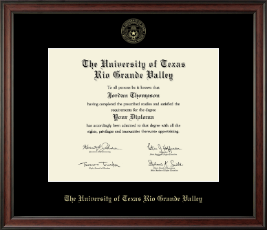 The University of Texas Rio Grande Valley diploma frame - Gold Embossed Diploma Frame in Studio