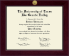 The University of Texas Rio Grande Valley diploma frame - Century Gold Engraved Diploma Frame in Cordova