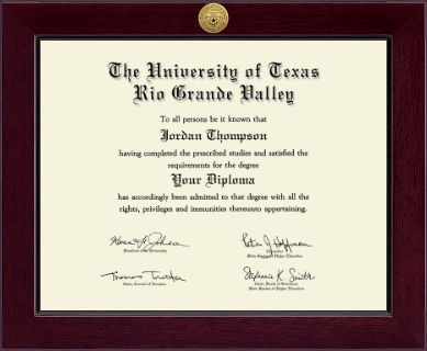 The University of Texas Rio Grande Valley diploma frame - Century Gold Engraved Diploma Frame in Cordova