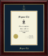 Sigma Chi Fraternity certificate frame - Gold Embossed Certificate Frame in Gallery