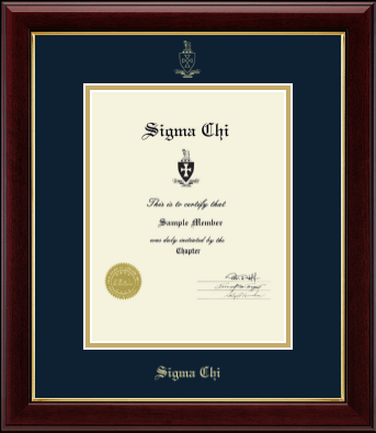 Sigma Chi Fraternity certificate frame - Gold Embossed Certificate Frame in Gallery