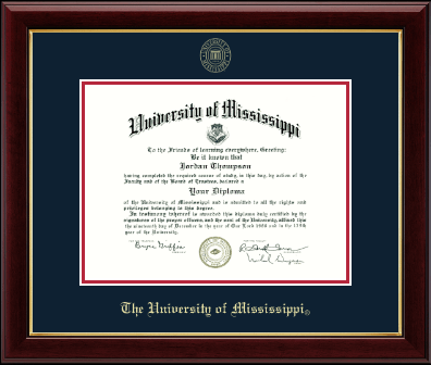 The University of Mississippi diploma frame - Gold Embossed Diploma Frame in Gallery