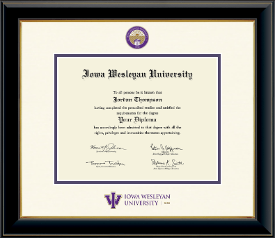 Iowa Wesleyan University diploma frame - Dimensions Diploma Frame in Onyx Gold