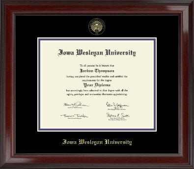Iowa Wesleyan University diploma frame - Gold Embossed Diploma Frame in Encore