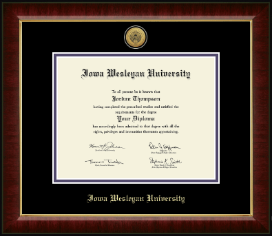 Iowa Wesleyan University diploma frame - Gold Engraved Medallion Diploma Frame in Murano