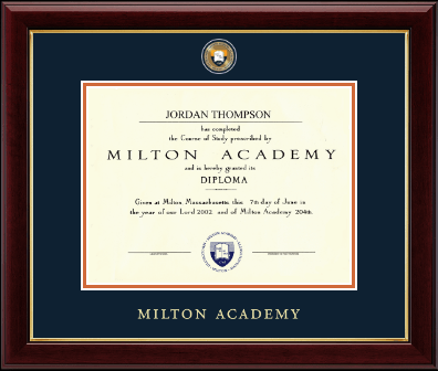Milton Academy diploma frame - Masterpiece Medallion Diploma Frame in Gallery