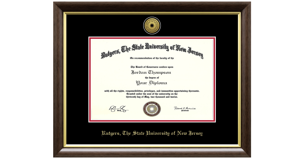 Medical PhD Gold Engraved Medallion Diploma Frame in Hampshire Rutgers University Item