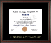 Institute for Supply Management certifcate frame - Gold Embossed Certificate Frame in Studio
