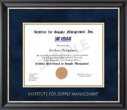Institute for Supply Management certificate frame - Gold Embossed Certificate Frame in Noir