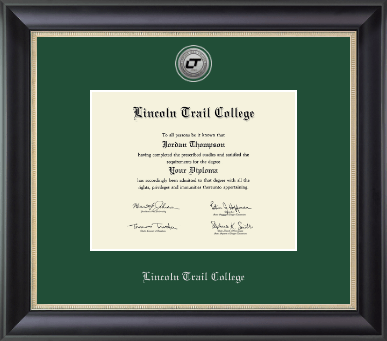Lincoln Trail College diploma frame - Silver Engraved Medallion Diploma Frame in Noir