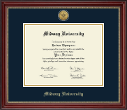Midway University Gold Engraved Medallion Diploma Frame in Kensington Gold
